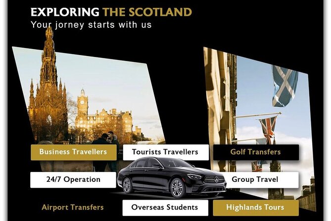 Edinburgh Airport Transfer to or Anywhere in Uk - Private, Air-Conditioned Transport for Up to 3 People